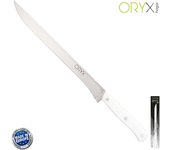 Cuchillo husky jamonero 25 cm. hoja acero inoxidable, cuchillo jamon, cuchillo cortar jamon mango ergonomico blanco