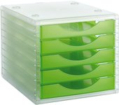 Archivo 2000 Archivotec Serie 4000 - Módulo de 5 cajones, color verde kiwi traslúcido