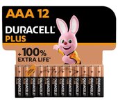 Duracell Plus pilas AAA (pack de 12) - Alcalinas 1,5 V - Hasta 100 % extra duración - Fiabilidad para dispositivos cotidianos - Embalaje sin plástico - 10 años de almacenamiento - LR03 MN2400
