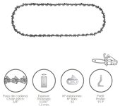 Cadena motosierra 3/8" / 0.050" 1,3 mm. / 52 eslabones / 91 p