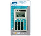 Milan calculadora de bolsillo 8 digitos - 3 teclas de memoria y raiz cuadrada - apagado automatico - incluye funda - color gris y azul