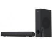 Creative Stage V2 Barra de Sonido 2.1, 80 W, con subwoofer con Clear Dialog y Surround de Sound Blaster para TV y monitores, Bluetooth 5.0, TV ARC, Óptico y Audio USB - Negro