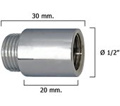 WOLFPACK LINEA PROFESIONAL - Alargadera Redonda Cromo 1/2" x 20
