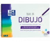 Oxford, Bloc Dibujo A4 Espiral. Tapa Blanda, Contratapa Rígida, 20 Hojas. Papel 130 gr con Recuadro.