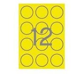 APLI 2866 - Etiquetas amarillo fluorescente permanentes Ø 60,0 mm 20 hojas