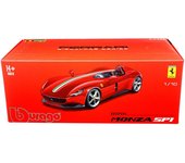 Burago Maqueta Coche Ferrari Monza SP1 1:18, Speedster de edición limitada, Acabado rosso corsa, Puertas y capó trasero de apertura manual, Carrocería en die-cast, Interior y motor detallados (78081)