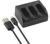 Cargador 3 baterías ksix micro usb/ usb type c input para gopro hero 5