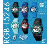 Reloj gbody lcd cadete red aro/botón color c/est w