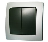 Interruptor Doble Empotrar PLATA/GRIS