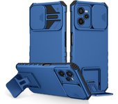 KEYSION Shockproof Case for Realme C35 C21Y C25S C25Y Push Pull Camera Protection Live Stand Phone Back Cover for OPPO A16 A16K