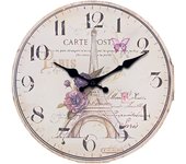 10 12 14 inch Reloj de Pared Torre Eiffel Vintage Madera, Silencioso Retro Flor Reloj Cocina Pared, Decorativo sin Tictac para Salon Dormitorio Oficina