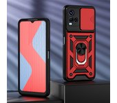 KEYSION Shockproof Case for VIVO Y21 Y21S Y33S Push Pull Camera Protection Ring Stand Phone Back Cover for VIVO V21 5G V21E 4G