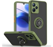 KEYSION Fashion Matte Case for Realme Narzo 50A Prime Transparent Shockproof Ring Stand Phone Back Cover for Narzo 50A Prime