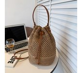 Woven Straw Bag Ladies Bucket Crossbody Bag Summer Beach Bag Retro Travel Shoulder Bags Small Travel Purse and Handbag For Women