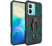 KEYSION Shockproof Armor Case for VIVOV Y36 5G Y27 4G Soft Silicone+PC Metal Stand Back Clip Phone Cover for VIVO Y02 Y02A Y02T