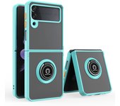 KEYSION Fashion Matte Case for Samsung Z Flip 3 5G Transparent Ring Stand Shockproof Phone Back Cover for Galaxy Z Flip 3 5G