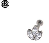 1Pc push in g23 titanium lip piercing conch zircon labret gold ear stud earrings cartilage tragus 16g ear piercing body jewelry