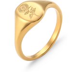 E.B.belle 18K chapado en oro flores silvestres té girasol lavanda sin desvanecimiento anillos acero inoxidable mujer