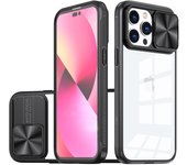 KEYSION Shockproof Case for iPhone 11 Pro Max X XS Max Transparent Slide Camera Lens Protection Phone Cover for SE 2022 8 7 Plus