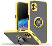 KEYSION Fashion Matte Case for Samsung XCover 6 Pro Transparent Shockproof Ring Stand Phone Back Cover for Galaxy XCover6 Pro 5G