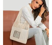 Fashion Crochet Bags for Women Summer Beach Tote Bag Aesthetic Totes Handbag Bohemian Woven Knit Shoulder Bag