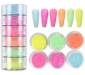 6 Colors Set Flocking Powder Glitter Sugar Dust, Nail Chrome Pigment for Nail Art Decorations