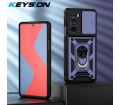 KEYSION Shockproof Case for Motorola Edge 30 Pro 20 Fusion Push Pull Camera Protection Ring Stand Phone Cover for MOTO E7i Power