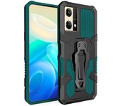 KEYSION Shockproof Armor Case for OPPO Reno7 4G F21 Pro 4G A17 Silicone+PC Metal Stand Back Clip Phone Cover for Realme C33