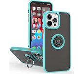KEYSION Fashion Matte Case for iPhone 13 Pro Max 13 mini Transparent Ring Stand Shockproof Phone Cover for iPhone 13 Pro Max