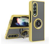 KEYSION Fashion Matte Case for Samsung Z Fold 3 5G Transparent Ring Stand Shockproof Phone Back Cover for Galaxy Fold 3 5G