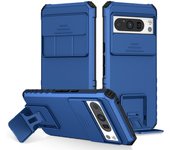 KEYSION Shockproof Armor Case for Google Pixel 8 Pro Slide Camera Lens Protection Live Stand Phone Back Cover for Google Pixel 8
