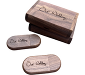 "Our Wedding" Personalized Wooden Walnut Bean USB 2.0 Memory Flash Pen drive With Box