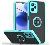 KEYSION Fashion Matte Case for Realme Narzo 50A Prime Transparent Shockproof Ring Stand Phone Back Cover for Narzo 50A Prime