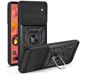 KEYSION Shockproof Case for Google Pixel 6 6 Pro Push Pull Camera Protection Ring Stand Phone Back Cover for Google Pixel 6 Pro
