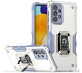 KEYSION Shockproof Armor Case for Samsung A53 A73 A33 A23 Silicone+PC Metal Ring Stand Phone Back Cover for Galaxy A52S 5G A32