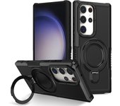 KEYSION Shockproof Case for Samsung S21 Ultra 5G S21+Plus S20 FE Silicone+PC Ring Stand Phone Cover for Galaxy Note 20 Ultra