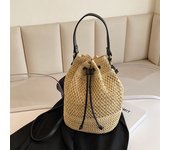 Woven Straw Bag Ladies Bucket Crossbody Bag Summer Beach Bag Retro Travel Shoulder Bags Small Travel Purse and Handbag For Women