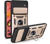 KEYSION Shockproof Case for Google Pixel 6 6 Pro Push Pull Camera Protection Ring Stand Phone Back Cover for Google Pixel 6 Pro