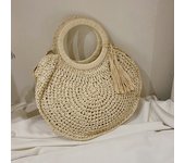 Summer Women Round Straw Bags Rattan Shoulder Bag Handmade Woven Beach Bag Female Large Capacity Tassel Design Handbags