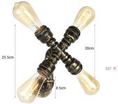 Industrial Water Pipe Wall Sconce Steampunk Vintage E27 Edison Rustic Wall Lamp for Corridor Cafe Bar Home Rust