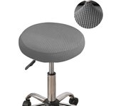 Jacquard Solid Color Round Chair Cover Dining Stool Cover Elastic Chair Cushion Cover Washable Bar Seat Cover Seat Slipcover Thi