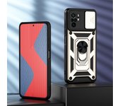KEYSION Shockproof Armor Case for Xiaomi POCO M5S M4 5G Slide Camera Lens Protection Ring Phone Cover for Redmi Note 10S 10 Pro