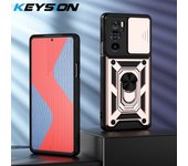KEYSION Shockproof Case for Motorola Edge 30 Pro 20 Fusion Push Pull Camera Protection Ring Stand Phone Cover for MOTO E7i Power