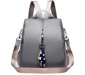 Multi-use Nylon Backpack Solid Color Large Daypack for Female Bagpack with Cat Pendant Women Simple Travel Shoulder Bags Pack