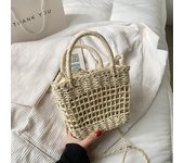 Women Small Handbags Rattan Crossbody Bag Bohemia Summer Beach Ribbon Design Straw Bag Female Fashion Shoulder Messenger Purse