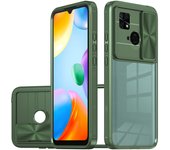 KEYSION Shockproof Case for Redmi 10C 10A 9C 9A 9T Transparent Slide Camera Protection Phone Cover for Xiaomi POCO C40