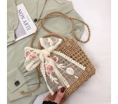 Women Small Handbags Rattan Crossbody Bag Bohemia Summer Beach Ribbon Design Straw Bag Female Fashion Shoulder Messenger Purse