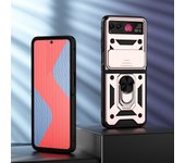 KEYSION Shockproof Armor Case for Motorola Razr 40 5G Slide Camera Lens Protection Ring Stand Phone Cover for MOTO Razr 40 Ultra