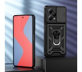 KEYSION Shockproof Case for Redmi Note 12 Pro+ Slide Camera Protection Ring Stand Phone Cover for Xiaomi Redmi Note 12 12 Pro 5G