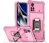 KEYSION Shockproof Armor Case for POCO X4 Pro 5G Soft Silicone + PC Metal Ring Stand Phone Back Cover for Xiaomi POCO M4 Pro 4G